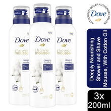 Load image into Gallery viewer, Dove Deeply Nourishing, Argan Oil Shower &amp; Shave Mousse 200ml, 3pk or 6pk