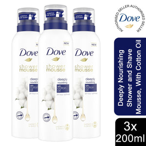 Dove Deeply Nourishing, Argan Oil Shower & Shave Mousse 200ml, 3pk or 6pk