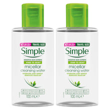 Load image into Gallery viewer, 2x100ml Simple Kind to Skin Travel Size Make-Up Remover Micellar Cleansing Water