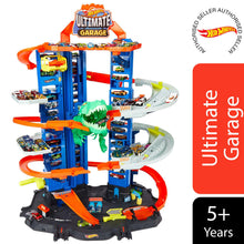 Load image into Gallery viewer, Hot Wheels City Robo T-Rex Ultimate Garage with 2 Cars