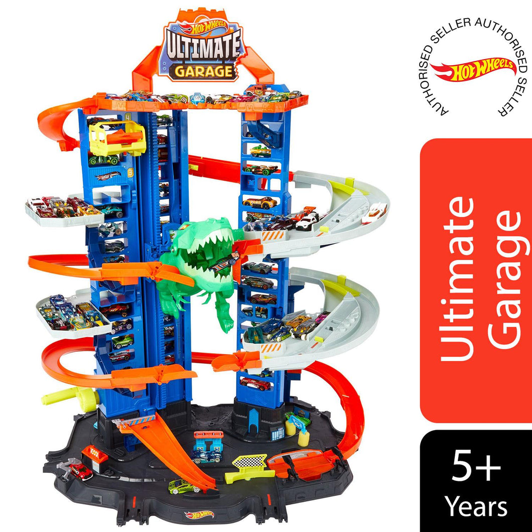 Hot Wheels City Robo T-Rex Ultimate Garage with 2 Cars
