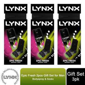 Lynx Epic Fresh Gift Set For Men Bodyspray & Pair of Socks Gift for Him