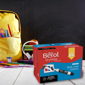 Berol Whiteboard Marker Bold Dry Wipe Medium Chisel Tip Black 48 Pack
