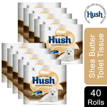 Load image into Gallery viewer, 40 Rolls (10x4pk) Hush 3ply Luxury Scented Core Shea Butter Toilet Paper Rolls