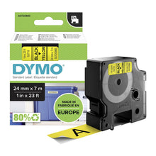 Load image into Gallery viewer, DYMO Labels Self Adhesive D1 24mm x 7mm Black Print on Yellow Tape Authentic
