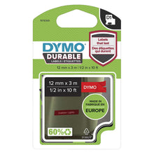 Load image into Gallery viewer, DYMO Labeling Tape D1 Durable  for Label Makers White Print on Red Tape 12mmx3m