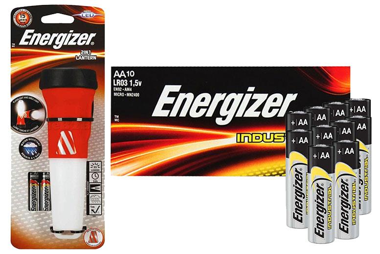 Energizer 2in1 Lantern Torch with 2AA Batteries + Industrial Alkaline - AA (10 Pack) Batteries