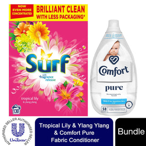 Laundry Bundle 1x130W Surf Laundry Powder & 1x58W Comfort Fabric Conditioner