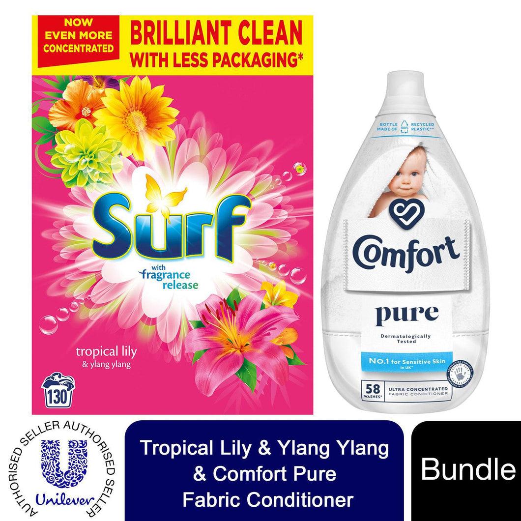Laundry Bundle 1x130W Surf Laundry Powder & 1x58W Comfort Fabric Conditioner