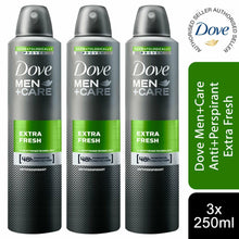Load image into Gallery viewer, 3 Pk Dove Men+Care ExtraFresh Micro Moisture Body&amp;Face Wash 400ml + AP Deo 250ml