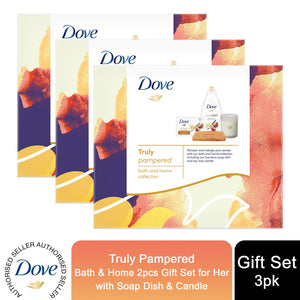 Dove Truly Pampered Bath & Home 2pcs Gift Set For Her with Soap Dish & Candle