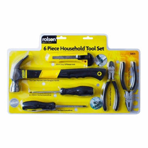 Rolson 36805 Household 6 Pieces -  Hammer, Blade, Pliers, Screwdriver Tool Set