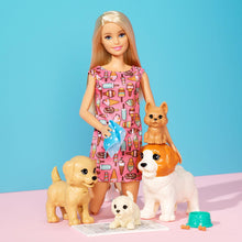 Load image into Gallery viewer, Barbie® Doggy Daycare Doll, Blonde, and Pets Playset with 4 Dogs