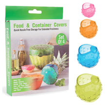 Load image into Gallery viewer, Reusable Stretchable Food Cover Wraps for the Refrigerator and Freezer, 4pc Set