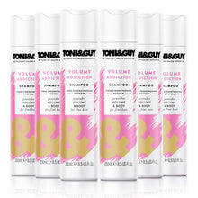 Load image into Gallery viewer, 6pk of 250ml Toni&amp;Guy Volume Addiction Shampoo for Fine Hair with Wheat Extract