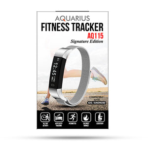 Aquarius AQ115 Splash proof Fitness Tracker with Metal Mesh Strap Space Grey