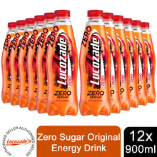 Load image into Gallery viewer, 12 Pack of 900ml Lucozade Zero Original Sugar-Free Sparkling Energy Drink