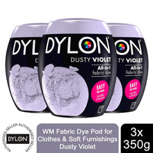 Load image into Gallery viewer, DYLON Washing Machine Fabric Dye Pod, Dusty Violet, 3 Packs of 350g