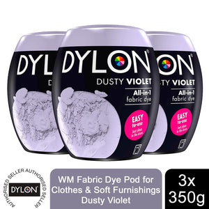 DYLON Washing Machine Fabric Dye Pod, Dusty Violet, 3 Packs of 350g