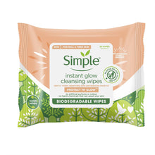 Load image into Gallery viewer, 6pk of Simple Protect &#39;N&#39; Glow Instant Cleansing Wipes for Dull &amp; Tired Skin