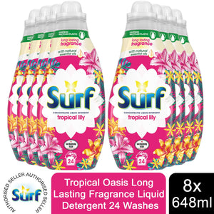 8x 24W Surf Long Lasting Fragrance Liquid Detergent 648ml, Total 192W