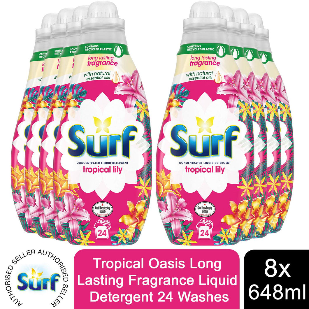 4x or 8x (96W or 192W) Surf Long Lasting Fragrance Liquid Detergent 24W, 648ml