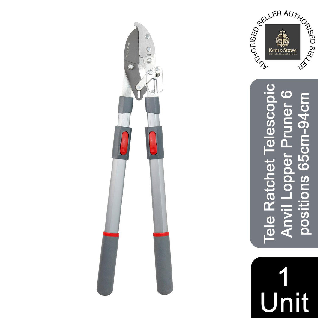 Kent & Stowe Tele Ratchet Telescopic Anvil Lopper Pruner 6 positions 65cm-94cm