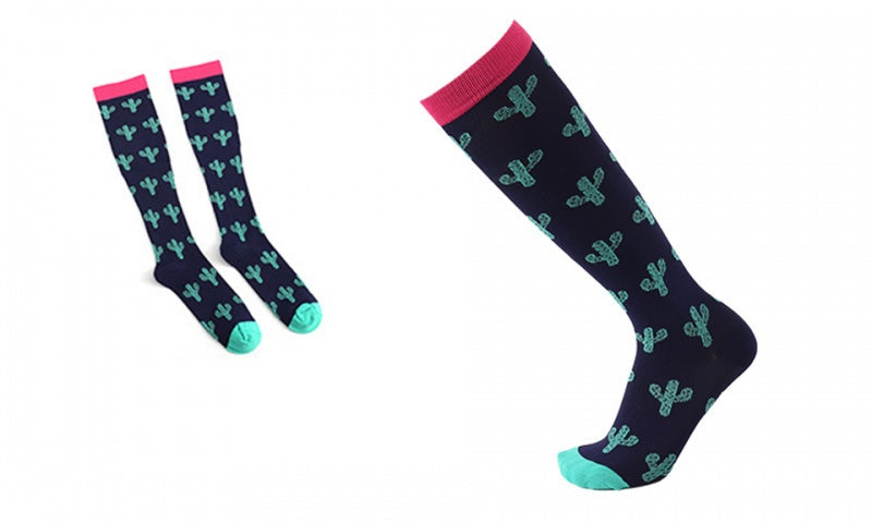 Bright Pattern Knee-High Compression Socks