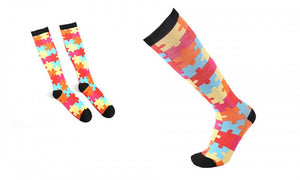 Bright Pattern Knee-High Compression Socks
