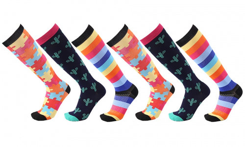 Bright Pattern Knee-High Compression Socks