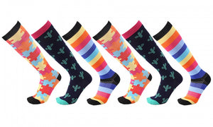 Bright Pattern Knee-High Compression Socks