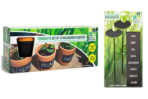 Terracotta Chalkboard Herb Planters & Metal Garden Herb Markers