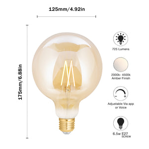 WiZ LED Smart Filament Bulb Amber ES (E27) Tuneable White & Dimmable: