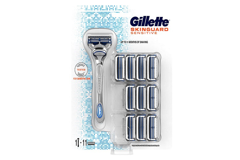Gillette Skin-guard Sensitive Skin Razor Shaver + 11 Blade Cartridges For Men