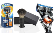 Load image into Gallery viewer, Hair Shaving Brush in Ebony Handle with Gillette Manual Razor