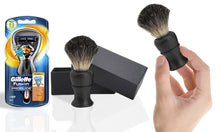 Load image into Gallery viewer, Hair Shaving Brush in Ebony Handle with Gillette Manual Razor