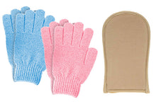 Load image into Gallery viewer, PMS Soft Glove Applicator &amp; Pair Of Body Scrub Gloves in Assorted Colors: