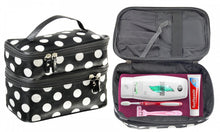 Load image into Gallery viewer, Double Layered Multi Compartment Polka Dot Make Up Bag
