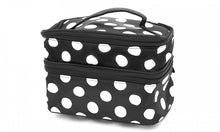 Load image into Gallery viewer, Double Layered Multi Compartment Polka Dot Make Up Bag