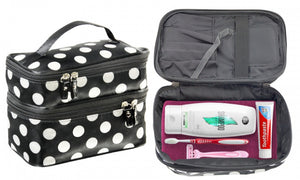 Double Layered Multi Compartment Polka Dot Make Up Bag