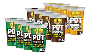 Pot Noodle King 114g (Pack of 12 Mixed Flavours)