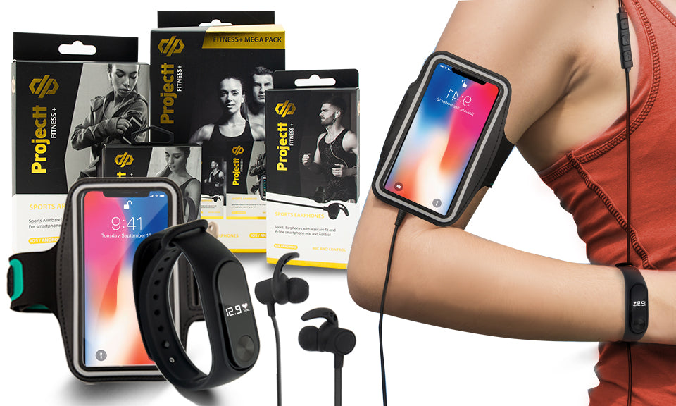 Projectt Fitness Bundle 3-in-1 Fitness Tracker, Armband & Earphones