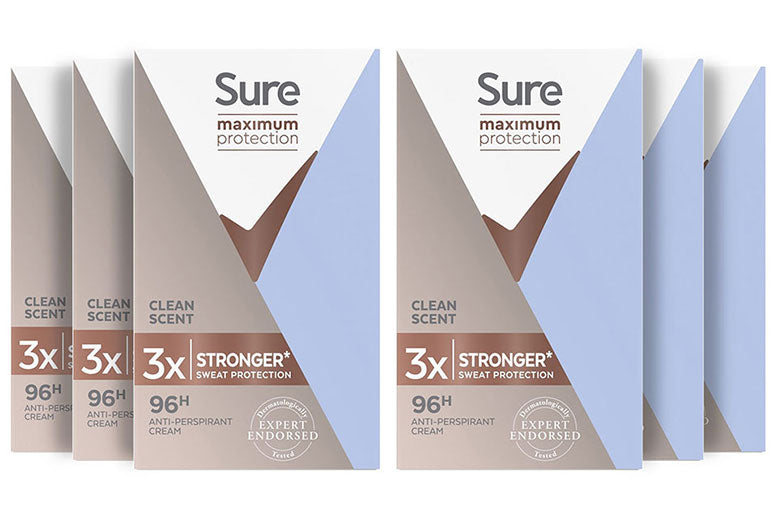 Sure Women Maximum Protection Anti-Perspirant Deodorant Cream, Pack of six, 45ml