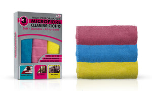 Tidyz High Performance Microfibre Cleaning Cloths, 3 Pack