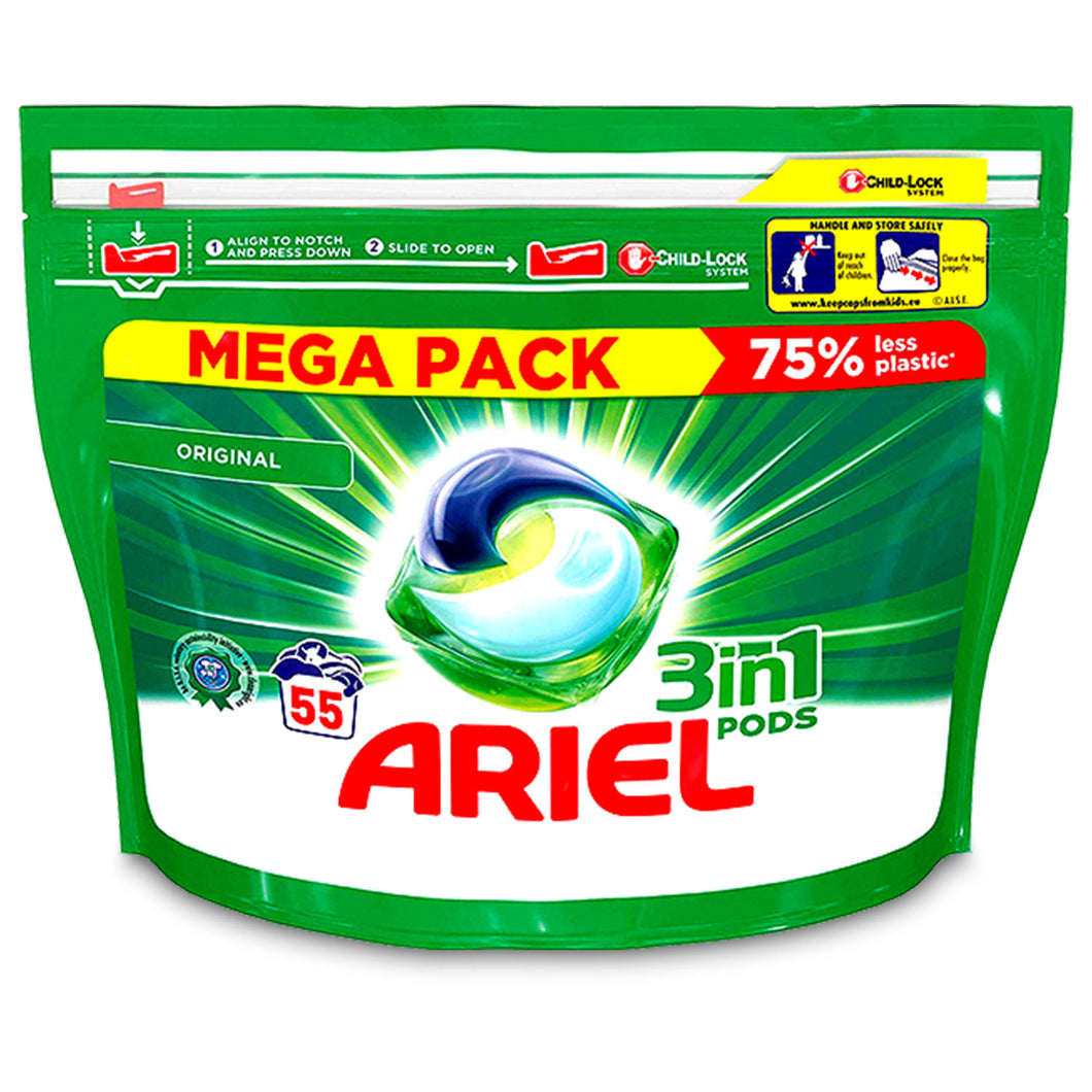 Ariel 3-in-1 Pods Original Washing Capsules, 55 Washes