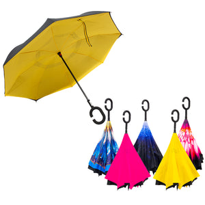 Reversible Windproof Umbrella with C Shape Handle
