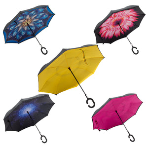Reversible Windproof Umbrella with C Shape Handle