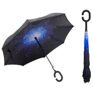 Reversible Windproof Umbrella with C Shape Handle