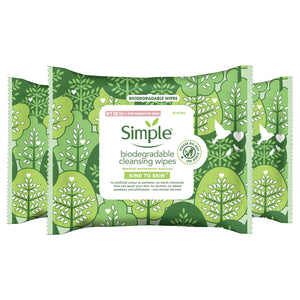 3 x 20 Wipes Simple Kind to Skin Cleansing Wipes For Sensitive Skin