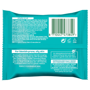 3 x 25 Wipes Simple Daily Skin Detox Matte & Clear Wipes For Oily Skin